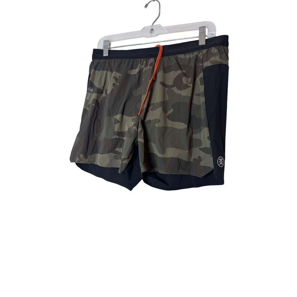 Roark Run Amok Shorts Mens Medium Green Camo 6 Inch Lined Running Athletic